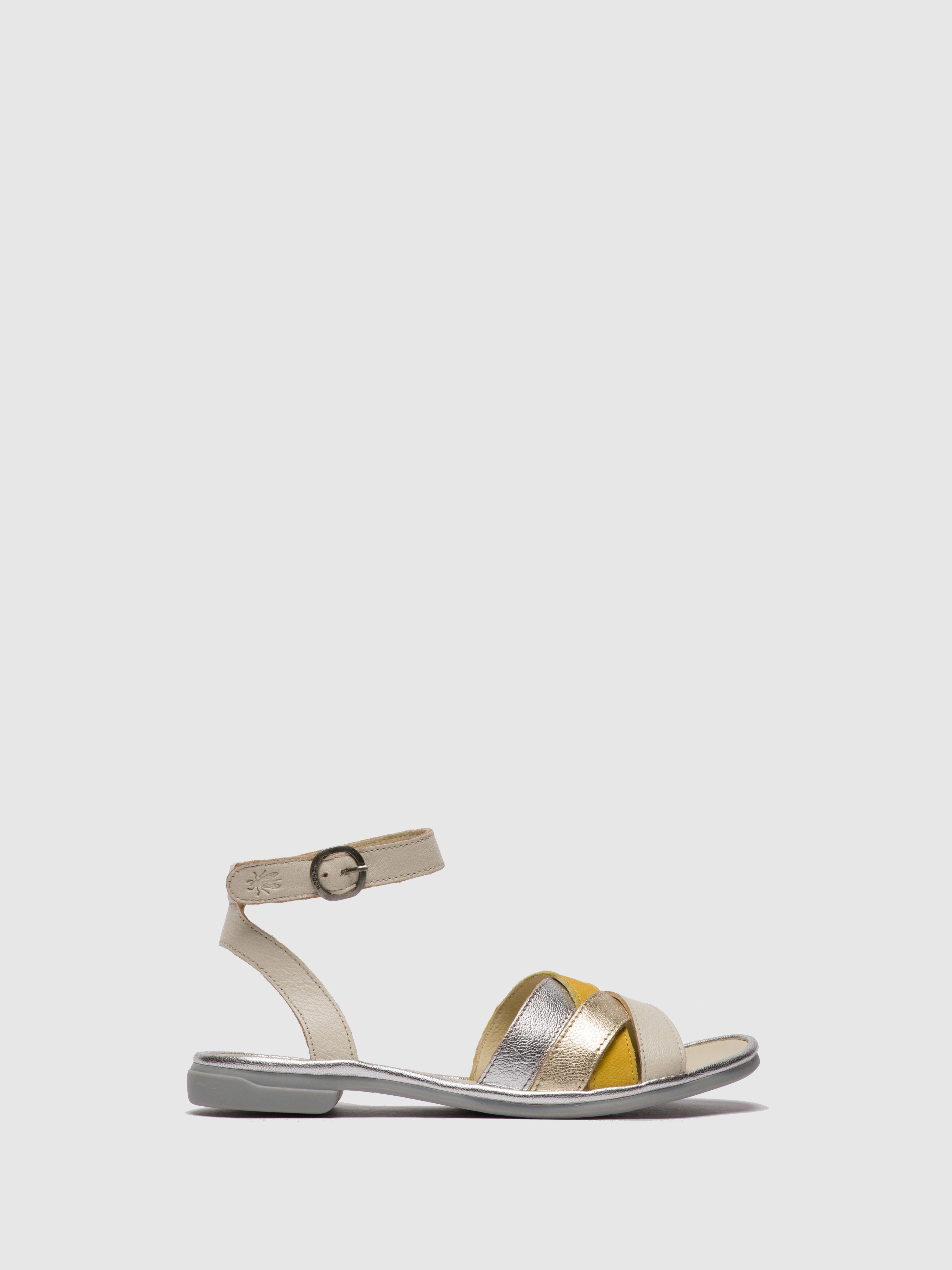 Fly London Ankle Strap Sandals CUNE165FLY White